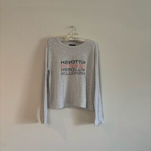 Kittenish Gray Long Sleeve Cropped Tee